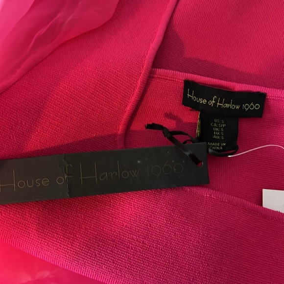 House of Harlow 1960 Hot Pink Sheer Puff Long‎ Sleeve Cropped Knit Top Size S - Picture 8 of 9
